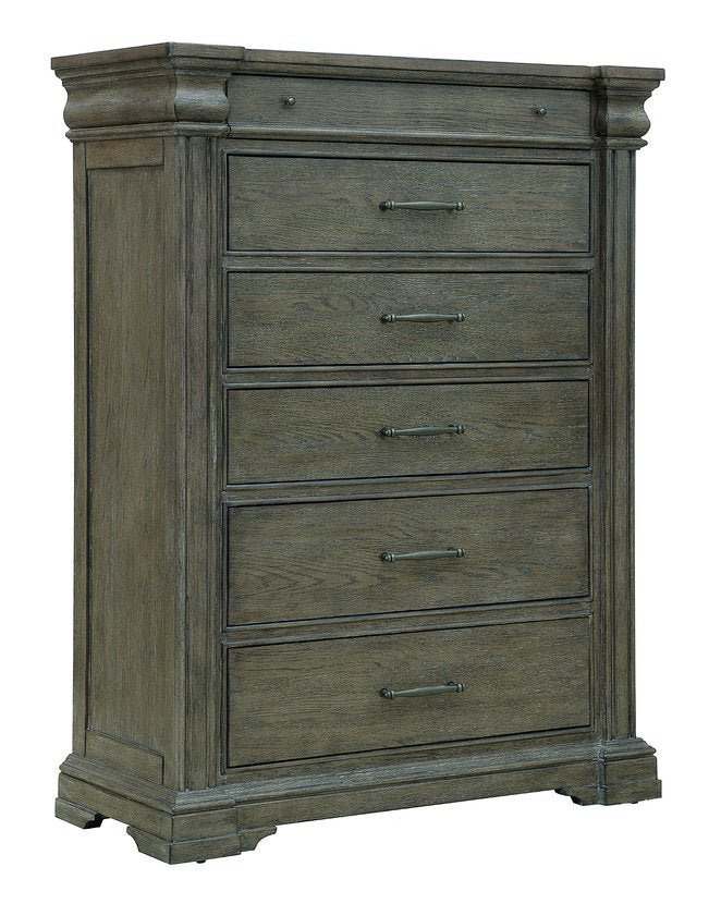 Pulaski Furniture Madison Elegant 6 Drawer Chest With Antique-inspired Design And Cedar-lined Bottom For Luxury Storage Brown Flat,Cut White Oak Wood Veneers P413124-pulaski
