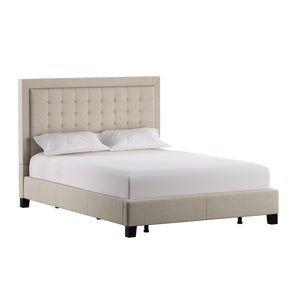 Homelegance By Top-Line Sinead Square Button-Tufted Upholstered Bed Beige Linen
