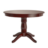 Homelegance By Top-Line Lorren Round Pedestal Base Dining Table Red Rubberwood