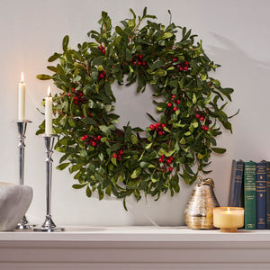 Christopher Knight Home® - Noble House - Donway 25" Olive Artificial Silk Wreath with Berries, Green and Red