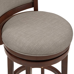 Homelegance By Top-Line Sydney Upholstered Back Swivel 29" Bar Height Stool Grey Rubberwood