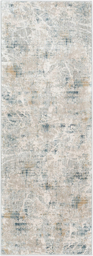 Livabliss Brunswick Geometric Fringe Area Rug Machine Woven Polypropylene for Large Living Rooms Pale Blue, Dust 2'7" x 7'3" BWK2306-2773