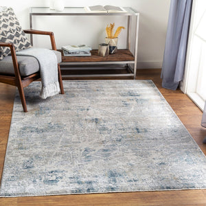 Livabliss Brunswick Geometric Fringe Area Rug Machine Woven Polypropylene for Large Living Rooms Pale Blue, Dust 6'7" x 6'7" BWK2306-67RD