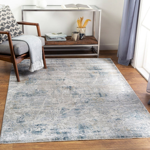Livabliss Brunswick Geometric Fringe Area Rug Machine Woven Polypropylene for Large Living Rooms Pale Blue, Dust 6'7" x 6'7" BWK2306-67RD