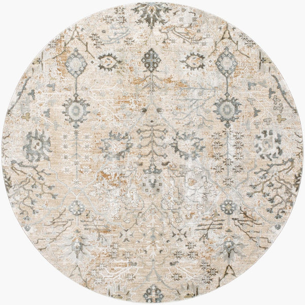Livabliss Brunswick Traditional Fringe Area Rug Polypropylene Woven for Living and Dining Rooms Taupe, Light Be 6'7" x 6'7" BWK2311-67RD