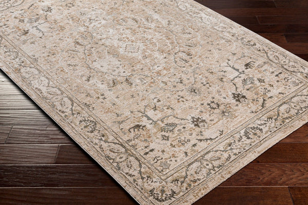 Livabliss Brunswick Traditional Fringe Area Rug Polypropylene Blend for Large Living Rooms Light Beige, Ta 5'3" x 5'3" BWK2312-53RD