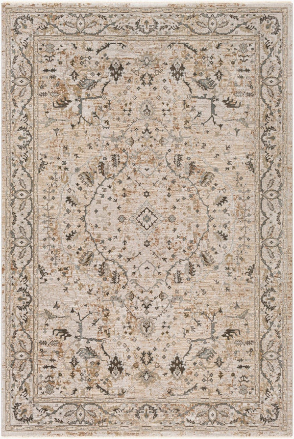 Livabliss Brunswick Traditional Fringe Area Rug Polypropylene Blend for Large Living Rooms Light Beige, Ta 6'7" x 9'6" BWK2312-6796