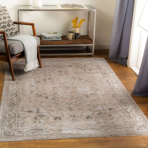Livabliss Brunswick Traditional Fringe Area Rug Polypropylene Blend for Large Living Rooms Light Beige, Ta 5'3" x 5'3" BWK2312-53RD