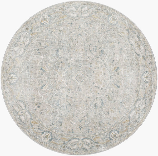 Livabliss Brunswick Traditional Fringe Area Rug Polypropylene Blend for Formal Living Dining Rooms Light Beige, Ta 6'7" x 6'7" BWK2313-67RD