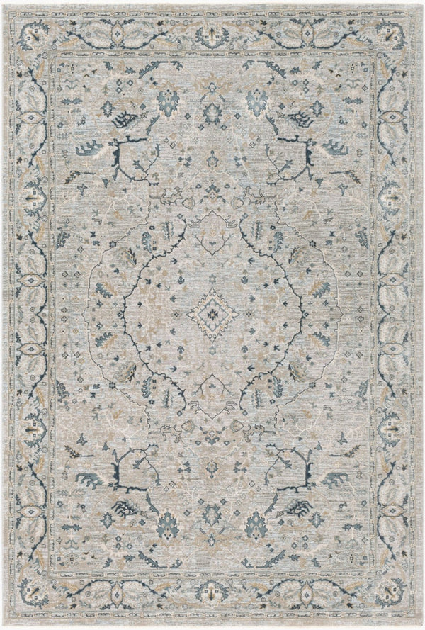 Livabliss Brunswick Traditional Fringe Area Rug Polypropylene Blend for Large Living Spaces Deep Teal, Dust 6'7" x 9'6" BWK2314-6796