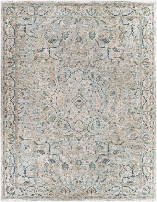 Livabliss Brunswick Traditional Fringe Area Rug Polypropylene Blend for Large Living Spaces Deep Teal, Dust 7'10" x 10'2" BWK2314-710103