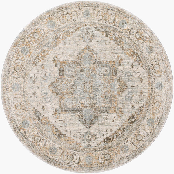 Livabliss Brunswick Traditional Medallion Area Rug with Tassel Fringe for Living and Dining Rooms Dusty Sage, Cha 6'7" x 6'7" BWK2318-67RD