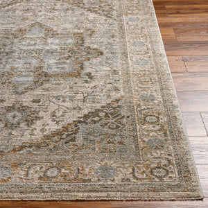 Livabliss Brunswick Traditional Medallion Area Rug with Tassel Fringe for Living and Dining Rooms Dusty Sage, Cha 2'7" x 3'11" BWK2318-274