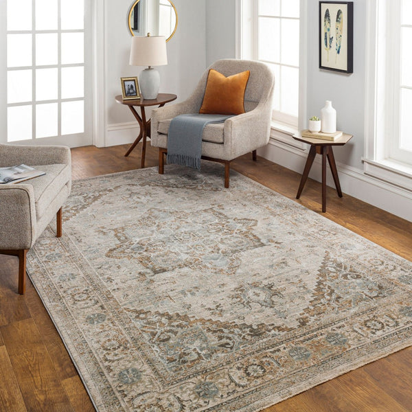 Livabliss Brunswick Traditional Medallion Area Rug with Tassel Fringe for Living and Dining Rooms Dusty Sage, Cha 7'10" x 7'10" BWK2318-710RD