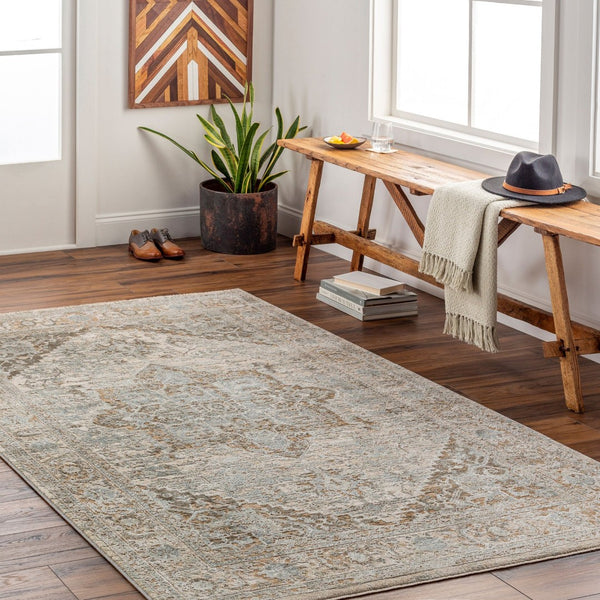 Livabliss Brunswick Traditional Medallion Area Rug with Tassel Fringe for Living and Dining Rooms Dusty Sage, Cha 2'7" x 3'11" BWK2318-274