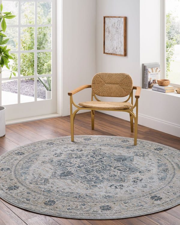 Livabliss Brunswick Medallion Area Rug Turkey Woven Polypropylene Formal Living Room Floor Dusty Sage, Tau 6'7" x 6'7" BWK2319-67RD