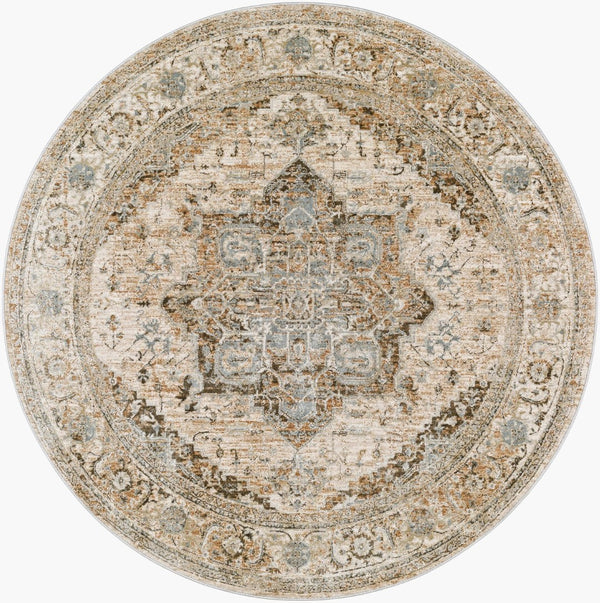 Livabliss Brunswick Traditional Fringe Area Rug Polypropylene Blend for Large Living Spaces Light Beige, Ta 7'10" x 7'10" BWK2320-710RD