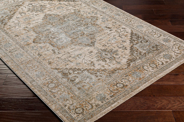 Livabliss Brunswick Traditional Fringe Area Rug Polypropylene Blend for Large Living Spaces Light Beige, Ta 7'10" x 7'10" BWK2320-710RD