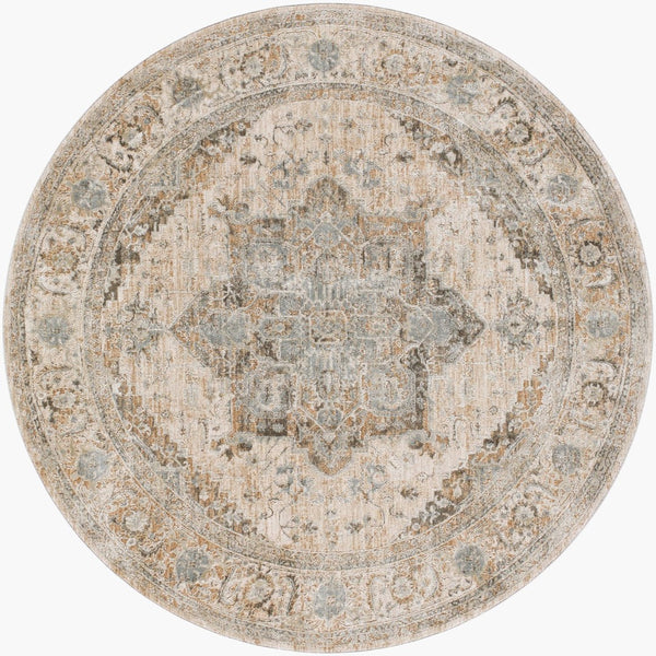 Livabliss Brunswick Traditional Fringe Area Rug Polypropylene Blend for Large Living Spaces Light Beige, Ta 6'7" x 6'7" BWK2320-67RD