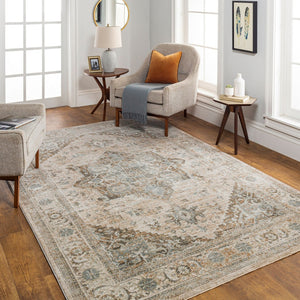 Livabliss Brunswick Traditional Fringe Area Rug Polypropylene Blend for Large Living Spaces Light Beige, Ta 7'10" x 7'10" BWK2320-710RD