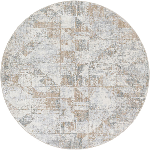 Brunswick BWK-2324 7'10" x 7'10" Round Machine Woven Rug BWK2324-710RD  Cream, Light Slate, Blue, Olive, Seafoam, Taupe Surya