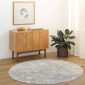 Brunswick BWK-2324 7'10" x 7'10" Round Machine Woven Rug BWK2324-710RD  Cream, Light Slate, Blue, Olive, Seafoam, Taupe Surya