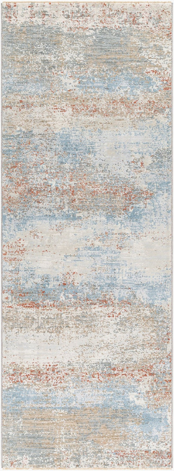 Livabliss Brunswick Geometric Machine Woven Area Rug with Fringe for Large Living Spaces Blue, Taupe 2'7" x 7'3" BWK2327-2773