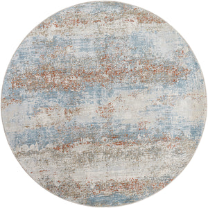 Brunswick BWK-2327 7'10" x 7'10" Round Machine Woven Rug BWK2327-710RD  Blue, Taupe, Cream, Tan, Seafoam, Gray Surya