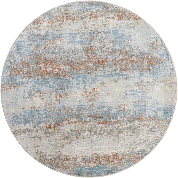 Brunswick BWK-2327 7'10" x 7'10" Round Machine Woven Rug BWK2327-710RD  Blue, Taupe, Cream, Tan, Seafoam, Gray Surya