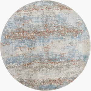 Livabliss Brunswick Geometric Machine Woven Area Rug with Fringe for Large Living Spaces Blue, Taupe 7'10" x 7'10" BWK2327-710RD