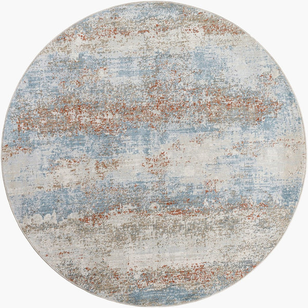 Livabliss Brunswick Geometric Machine Woven Area Rug with Fringe for Large Living Spaces Blue, Taupe 7'10" x 7'10" BWK2327-710RD