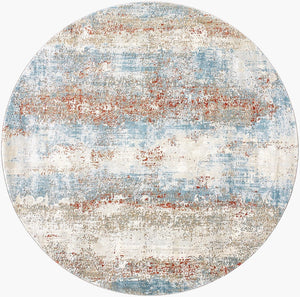 Livabliss Brunswick Geometric Machine Woven Area Rug with Fringe for Large Living Spaces Blue, Taupe 6'7" x 6'7" BWK2327-67RD