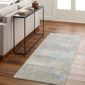 Livabliss Brunswick Geometric Machine Woven Area Rug with Fringe for Large Living Spaces Blue, Taupe 2'7" x 7'3" BWK2327-2773