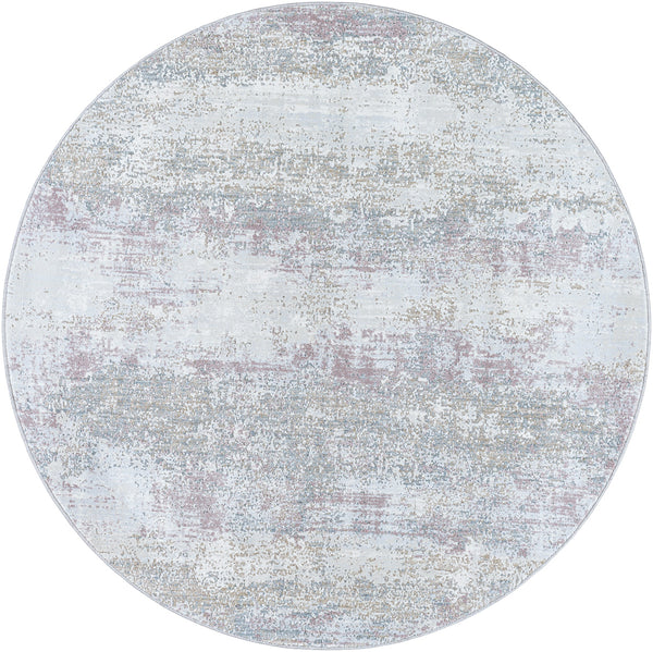 Brunswick BWK-2328 7'10" x 7'10" Round Machine Woven Rug BWK2328-710RD  Blue, Cream, Tan, Olive, Dusty Pink, Light Slate Surya