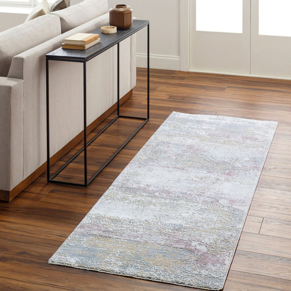 Livabliss Brunswick Geometric Fringe Area Rug Soft Polypropylene Blend for Living Dining Rooms Blue, Cream 2'7" x 10' BWK2328-2710