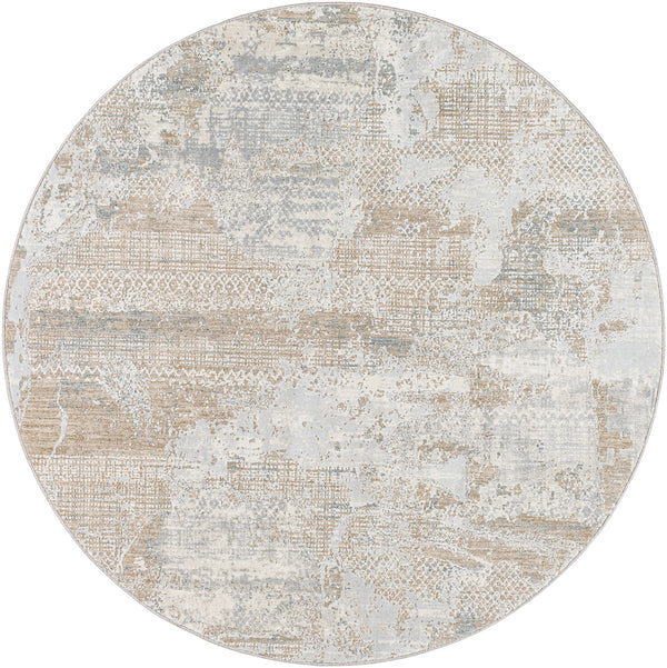 Brunswick BWK-2329 7'10" x 7'10" Round Machine Woven Rug BWK2329-710RD  Cream, Light Slate, Blue, Olive, Seafoam, Taupe Surya