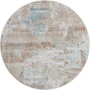 Brunswick BWK-2330 7'10" x 7'10" Round Machine Woven Rug BWK2330-710RD  Blue, Taupe, Cream, Seafoam, Olive, Tan Surya