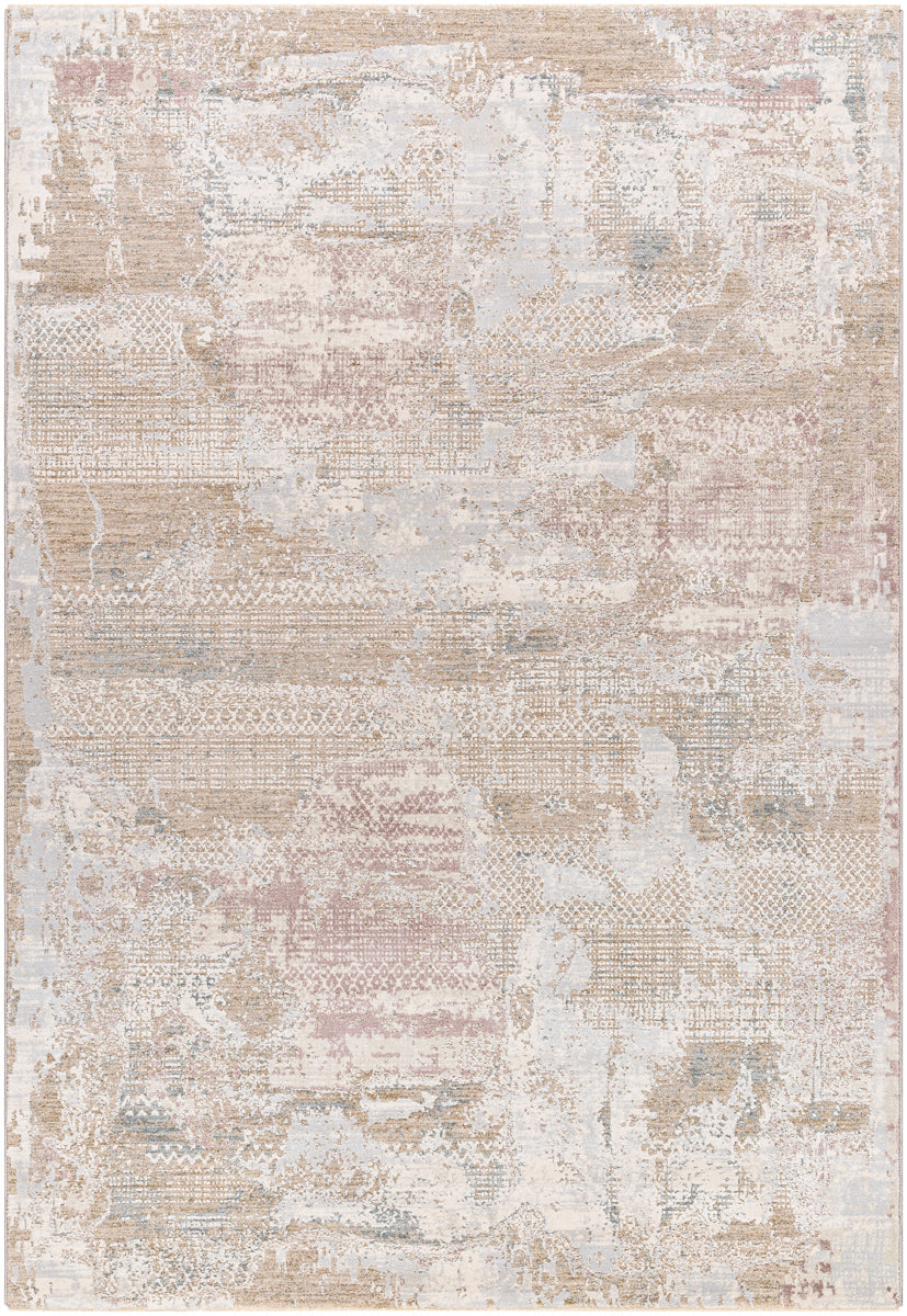 Brunswick BWK-2331 9' x 12'2" Machine Woven Rug BWK2331-9122  Cream, Light Slate, Taupe, Tan, Dusty Pink, Blue Surya