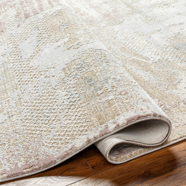 Brunswick BWK-2331 9' x 12'2" Machine Woven Rug BWK2331-9122  Cream, Light Slate, Taupe, Tan, Dusty Pink, Blue Surya