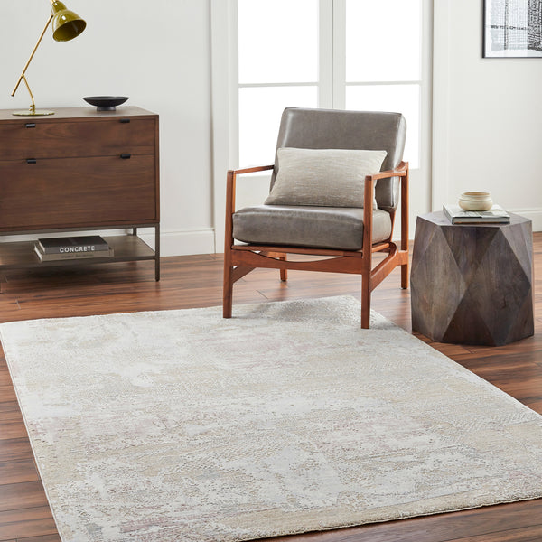 Brunswick BWK-2331 9' x 12'2" Machine Woven Rug BWK2331-9122  Cream, Light Slate, Taupe, Tan, Dusty Pink, Blue Surya