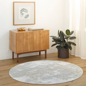 Brunswick BWK-2332 7'10" x 7'10" Round Machine Woven Rug BWK2332-710RD  Cream, Tan, Taupe, Blue, Gray, Seafoam Surya