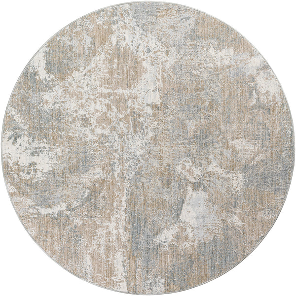 Brunswick BWK-2334 7'10" x 7'10" Round Machine Woven Rug BWK2334-710RD  Taupe, Blue, Light Slate, Cream, Gray, Olive Surya