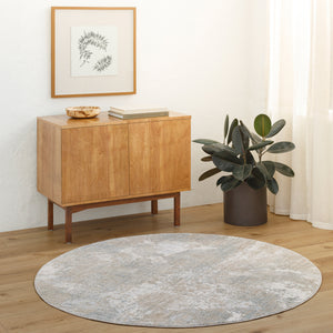Brunswick BWK-2334 7'10" x 7'10" Round Machine Woven Rug BWK2334-710RD  Taupe, Blue, Light Slate, Cream, Gray, Olive Surya