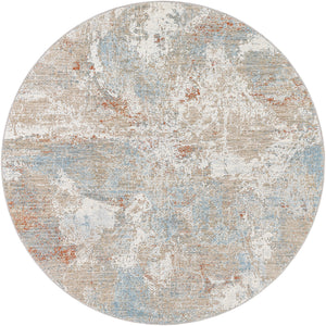 Brunswick BWK-2335 7'10" x 7'10" Round Machine Woven Rug BWK2335-710RD  Taupe, Gray, Cream, Blue, Light Slate, Seafoam Surya