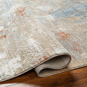 Brunswick BWK-2335 9' x 12'2" Machine Woven Rug BWK2335-9122  Taupe, Gray, Cream, Blue, Light Slate, Seafoam Surya