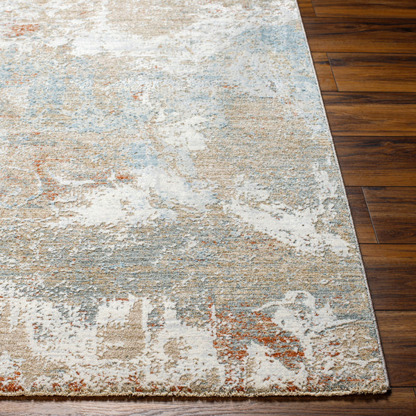 Brunswick BWK-2335 9' x 12'2" Machine Woven Rug BWK2335-9122  Taupe, Gray, Cream, Blue, Light Slate, Seafoam Surya