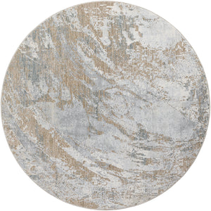 Brunswick BWK-2336 7'10" x 7'10" Round Machine Woven Rug BWK2336-710RD  Cream, Taupe, Tan, Light Slate, Blue, Gray Surya