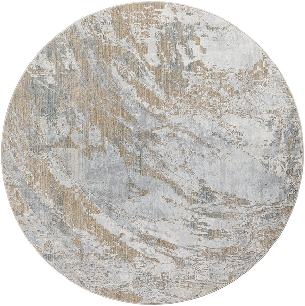 Brunswick BWK-2336 7'10" x 7'10" Round Machine Woven Rug BWK2336-710RD  Cream, Taupe, Tan, Light Slate, Blue, Gray Surya