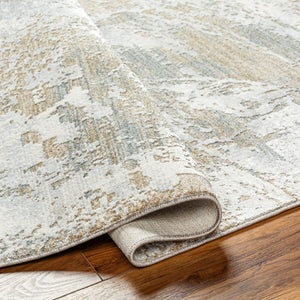 Brunswick BWK-2336 9' x 12'2" Machine Woven Rug BWK2336-9122  Cream, Taupe, Tan, Light Slate, Blue, Gray Surya