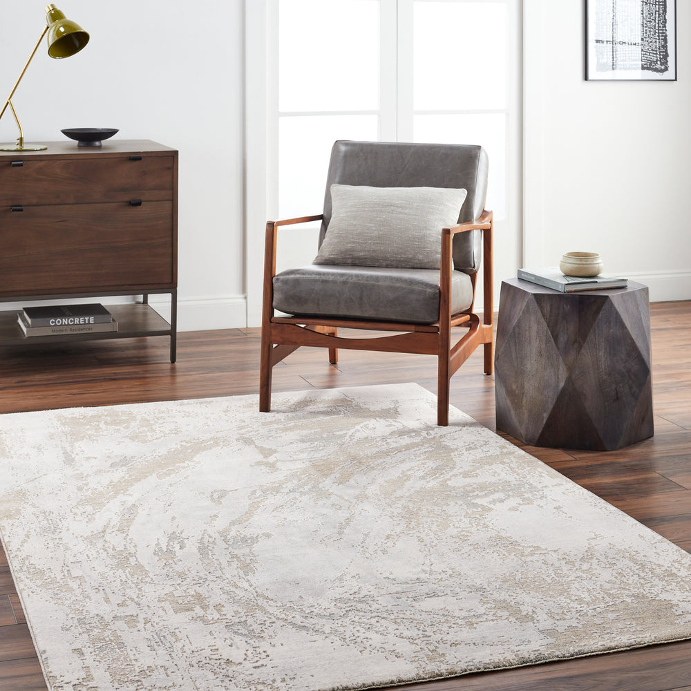 Brunswick BWK-2336 9' x 12'2" Machine Woven Rug BWK2336-9122  Cream, Taupe, Tan, Light Slate, Blue, Gray Surya